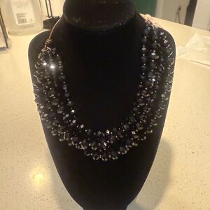 Elegant Black Beaded Necklace multi-layered